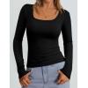 imagePRETTYGARDEN Long Sleeve Shirts for Women Fall Clothes 2025 Ribbed Basic Tees Scoop Neck Going Out Tops Fashion ClothingBlack