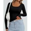 imagePRETTYGARDEN Long Sleeve Shirts for Women Fall Clothes 2025 Ribbed Basic Tees Scoop Neck Going Out Tops Fashion ClothingBlack