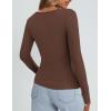 imagePRETTYGARDEN Long Sleeve Shirts for Women Fall Clothes 2025 Ribbed Basic Tees Scoop Neck Going Out Tops Fashion ClothingBrown
