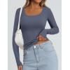 imagePRETTYGARDEN Long Sleeve Shirts for Women Fall Clothes 2025 Ribbed Basic Tees Scoop Neck Going Out Tops Fashion ClothingDark Dusty Blue