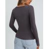 imagePRETTYGARDEN Long Sleeve Shirts for Women Fall Clothes 2025 Ribbed Basic Tees Scoop Neck Going Out Tops Fashion ClothingDark Grey