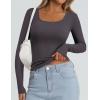 imagePRETTYGARDEN Long Sleeve Shirts for Women Fall Clothes 2025 Ribbed Basic Tees Scoop Neck Going Out Tops Fashion ClothingDark Grey