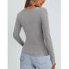 imagePRETTYGARDEN Long Sleeve Shirts for Women Fall Clothes 2025 Ribbed Basic Tees Scoop Neck Going Out Tops Fashion ClothingGrey