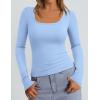 imagePRETTYGARDEN Long Sleeve Shirts for Women Fall Clothes 2025 Ribbed Basic Tees Scoop Neck Going Out Tops Fashion ClothingLight Blue