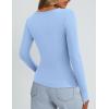 imagePRETTYGARDEN Long Sleeve Shirts for Women Fall Clothes 2025 Ribbed Basic Tees Scoop Neck Going Out Tops Fashion ClothingLight Blue