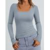 imagePRETTYGARDEN Long Sleeve Shirts for Women Fall Clothes 2025 Ribbed Basic Tees Scoop Neck Going Out Tops Fashion ClothingLight Grey