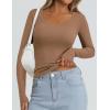 imagePRETTYGARDEN Long Sleeve Shirts for Women Fall Clothes 2025 Ribbed Basic Tees Scoop Neck Going Out Tops Fashion ClothingLight Khaki