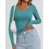 imagePRETTYGARDEN Long Sleeve Shirts for Women Fall Clothes 2025 Ribbed Basic Tees Scoop Neck Going Out Tops Fashion ClothingMalachite Green