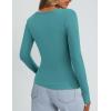 imagePRETTYGARDEN Long Sleeve Shirts for Women Fall Clothes 2025 Ribbed Basic Tees Scoop Neck Going Out Tops Fashion ClothingMalachite Green
