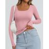 imagePRETTYGARDEN Long Sleeve Shirts for Women Fall Clothes 2025 Ribbed Basic Tees Scoop Neck Going Out Tops Fashion ClothingPink