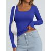 imagePRETTYGARDEN Long Sleeve Shirts for Women Fall Clothes 2025 Ribbed Basic Tees Scoop Neck Going Out Tops Fashion ClothingRoyal Blue