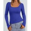 imagePRETTYGARDEN Long Sleeve Shirts for Women Fall Clothes 2025 Ribbed Basic Tees Scoop Neck Going Out Tops Fashion ClothingRoyal Blue