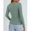 imagePRETTYGARDEN Long Sleeve Shirts for Women Fall Clothes 2025 Ribbed Basic Tees Scoop Neck Going Out Tops Fashion ClothingSage Green