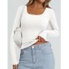 imagePRETTYGARDEN Long Sleeve Shirts for Women Fall Clothes 2025 Ribbed Basic Tees Scoop Neck Going Out Tops Fashion ClothingWhite