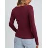 imagePRETTYGARDEN Long Sleeve Shirts for Women Fall Clothes 2025 Ribbed Basic Tees Scoop Neck Going Out Tops Fashion ClothingWine Red