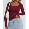 imagePRETTYGARDEN Long Sleeve Shirts for Women Fall Clothes 2025 Ribbed Basic Tees Scoop Neck Going Out Tops Fashion ClothingWine Red