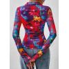 imagePRETTYGARDEN Women Button Down Floral Shirts 2025 Fall Trendy Long Sleeve V Neck Ruched Mesh Boho Blouse Tops Date OutfitsFloral Navy Red