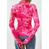 imagePRETTYGARDEN Women Button Down Floral Shirts 2025 Fall Trendy Long Sleeve V Neck Ruched Mesh Boho Blouse Tops Date OutfitsFloral Pink