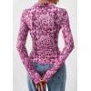 imagePRETTYGARDEN Women Button Down Floral Shirts 2025 Fall Trendy Long Sleeve V Neck Ruched Mesh Boho Blouse Tops Date OutfitsLeopard Purple
