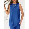 imagePRETTYGARDEN Womens 2 Piece Lounge Set 2025 Summer Casual Loose Tank Top Wide Leg Pants Matching Travel Outfits TracksuitRoyal Blue