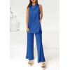 imagePRETTYGARDEN Womens 2 Piece Lounge Set 2025 Summer Casual Loose Tank Top Wide Leg Pants Matching Travel Outfits TracksuitRoyal Blue