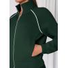imagePRETTYGARDEN Womens 2 Piece Outfits Sweatsuits 2025 Fall Full Zip Sweatshirts Workout Pants Matching Lounge Sets TracksuitsDark Green