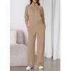imagePRETTYGARDEN Womens 2 Piece Outfits Sweatsuits 2025 Fall Full Zip Sweatshirts Workout Pants Matching Lounge Sets TracksuitsKhaki
