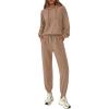 imagePRETTYGARDEN Womens 2 Piece Lounge Sets Fall Clothes Hoodies Sweatshirt Joggers Sweatpants Sweatsuits 2025 Airport OutfitsKhaki