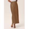imagePRETTYGARDEN Long Skirts for Women 2025 Fall Fashion Clothing Faux Leather High Waist Dressy Casual Slit Pencil Maxi SkirtCamel