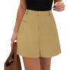 imagePRETTYGARDEN Shorts for Women Dressy 2025 Summer Elastic High Waisted Wide Leg Business Casual Work Shorts with PocketsBrown Yellow
