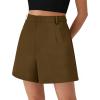 imagePRETTYGARDEN Shorts for Women Dressy 2025 Summer Elastic High Waisted Wide Leg Business Casual Work Shorts with PocketsDark Khaki