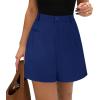 imagePRETTYGARDEN Shorts for Women Dressy 2025 Summer Elastic High Waisted Wide Leg Business Casual Work Shorts with PocketsNavy Blue
