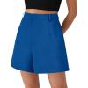 imagePRETTYGARDEN Shorts for Women Dressy 2025 Summer Elastic High Waisted Wide Leg Business Casual Work Shorts with PocketsRoyal Blue