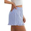 imagePRETTYGARDEN Womens Boxer Shorts Y2K Ruffle Pajama 2026 Summer Spring Lounge Sleep Striped Casual Beach Pj Bottoms PocketsStripe Blue