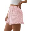 imagePRETTYGARDEN Womens Boxer Shorts Y2K Ruffle Pajama 2026 Summer Spring Lounge Sleep Striped Casual Beach Pj Bottoms PocketsStripe Light Pink