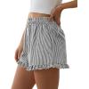 imagePRETTYGARDEN Womens Boxer Shorts Y2K Ruffle Pajama 2026 Summer Spring Lounge Sleep Striped Casual Beach Pj Bottoms PocketsStriped Black White