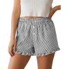 imagePRETTYGARDEN Womens Boxer Shorts Y2K Ruffle Pajama 2026 Summer Spring Lounge Sleep Striped Casual Beach Pj Bottoms PocketsStriped Black White