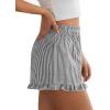 imagePRETTYGARDEN Womens Boxer Shorts Y2K Ruffle Pajama 2026 Summer Spring Lounge Sleep Striped Casual Beach Pj Bottoms PocketsStriped Black White