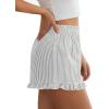 imagePRETTYGARDEN Womens Boxer Shorts Y2K Ruffle Pajama 2026 Summer Spring Lounge Sleep Striped Casual Beach Pj Bottoms PocketsStriped Grey Blue