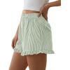 imagePRETTYGARDEN Womens Boxer Shorts Y2K Ruffle Pajama 2026 Summer Spring Lounge Sleep Striped Casual Beach Pj Bottoms PocketsStriped Light Green