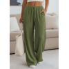 imagePRETTYGARDEN Womens Palazzo Pants Summer Fashion 2026 High Waisted Wide Leg Drawstring Flowy Beach Trousers with PocketsArmy Green