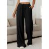 imagePRETTYGARDEN Womens Palazzo Pants Summer Fashion 2026 High Waisted Wide Leg Drawstring Flowy Beach Trousers with PocketsBlack
