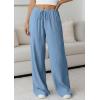 imagePRETTYGARDEN Womens Palazzo Pants Summer Fashion 2026 High Waisted Wide Leg Drawstring Flowy Beach Trousers with PocketsBlue