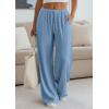 imagePRETTYGARDEN Womens Palazzo Pants Summer Fashion 2026 High Waisted Wide Leg Drawstring Flowy Beach Trousers with PocketsBlue