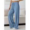 imagePRETTYGARDEN Womens Palazzo Pants Summer Fashion 2026 High Waisted Wide Leg Drawstring Flowy Beach Trousers with PocketsBlue