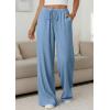 imagePRETTYGARDEN Womens Palazzo Pants Summer Fashion 2026 High Waisted Wide Leg Drawstring Flowy Beach Trousers with PocketsBlue