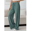 imagePRETTYGARDEN Womens Palazzo Pants Summer Fashion 2026 High Waisted Wide Leg Drawstring Flowy Beach Trousers with PocketsBlue Green
