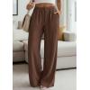 imagePRETTYGARDEN Womens Palazzo Pants Summer Fashion 2026 High Waisted Wide Leg Drawstring Flowy Beach Trousers with PocketsBrown