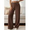 imagePRETTYGARDEN Womens Palazzo Pants Summer Fashion 2026 High Waisted Wide Leg Drawstring Flowy Beach Trousers with PocketsBrown