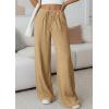 imagePRETTYGARDEN Womens Palazzo Pants Summer Fashion 2026 High Waisted Wide Leg Drawstring Flowy Beach Trousers with PocketsKhaki